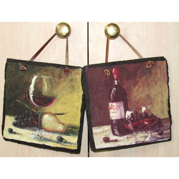 Wine-Themed Slate Wall Art Mediterranean Reflections Set By Evergreen Enterprise - Picture 5 of 6